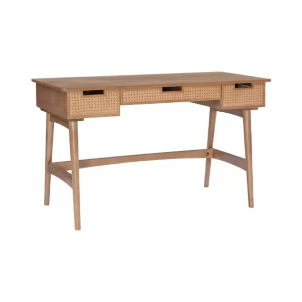 Office Furniture-Kirkland's Home Birch Wood And Rattan Desk