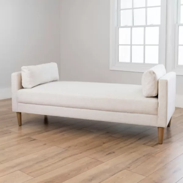 Sofas & Loveseats-Kirkland's Home Birch Wood Chaise Lounge Ivory