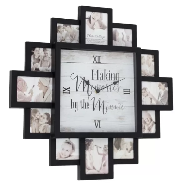 Clocks-Kirkland's Home Black 12 Photo Frame Collage Clock