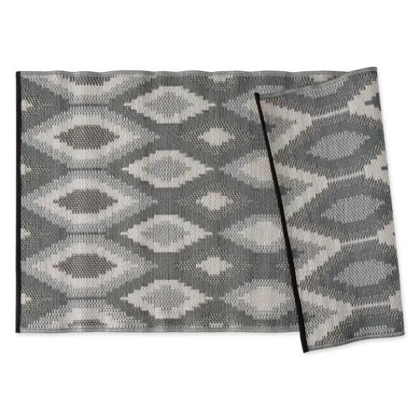 Outdoor Rugs-Kirkland's Home Black & Gray Diamond Stripe Outdoor Area Rug, 4X6 Black/Gray