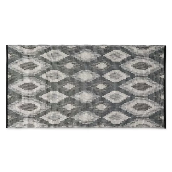 Outdoor Rugs-Kirkland's Home Black & Gray Diamond Stripe Outdoor Area Rug, 4X6 Black/Gray