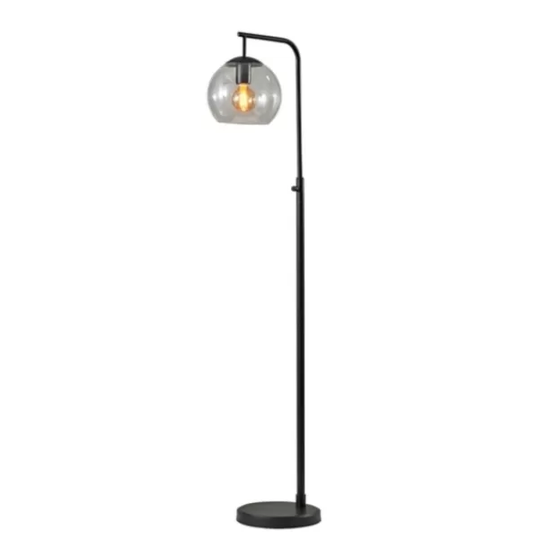 Floor Lamps-Kirkland's Home Black And Glass Globe Shade Floor Lamp Clear