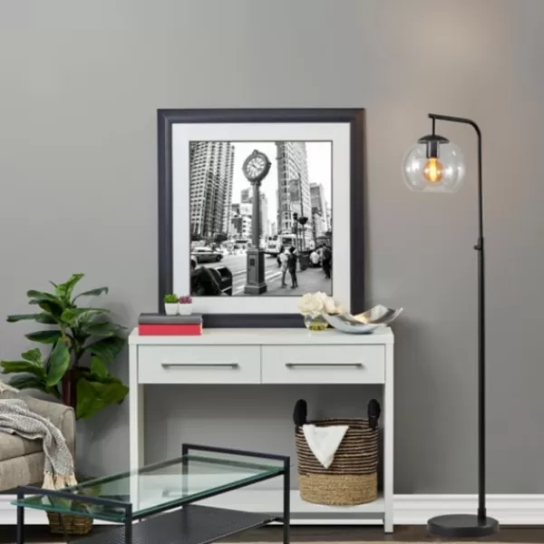 Floor Lamps-Kirkland's Home Black And Glass Globe Shade Floor Lamp Clear