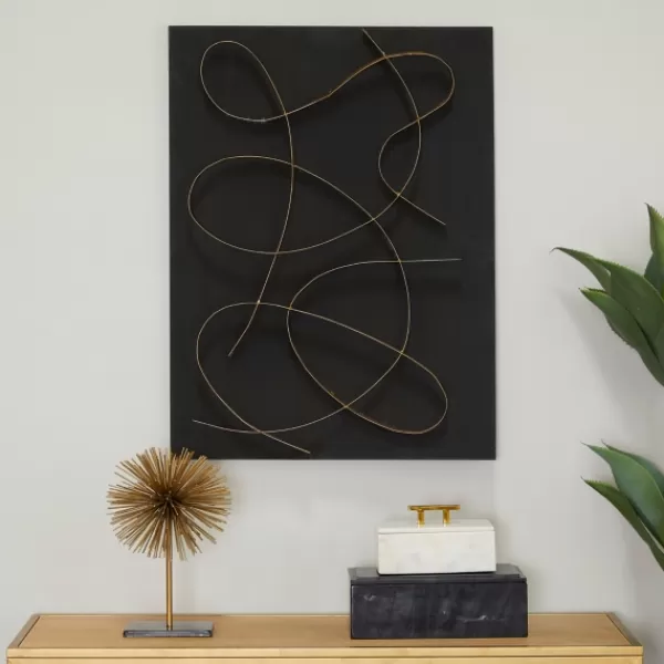 Wall Plaques-Kirkland's Home Black And Gold Abstract Wall Plaque Black/Gold