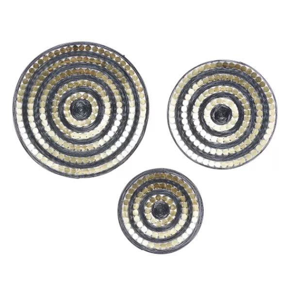 Wall Plaques-Kirkland's Home Black And Gold Concentric Wall Plates, Set Of 3 Black/Gold