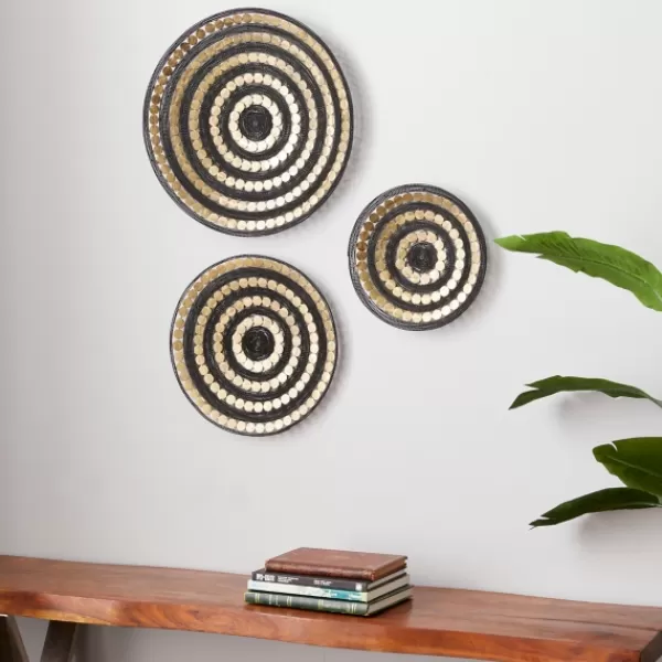 Wall Plaques-Kirkland's Home Black And Gold Concentric Wall Plates, Set Of 3 Black/Gold