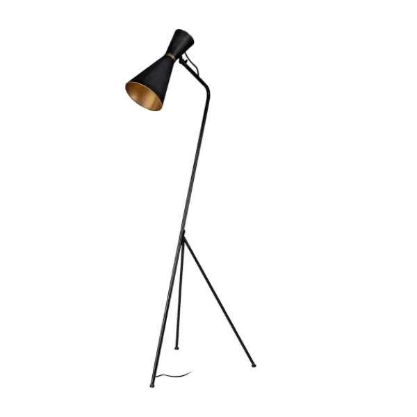 Floor Lamps-Kirkland's Home Black And Gold Lined Metal Tripod Floor Lamp Black/Gold