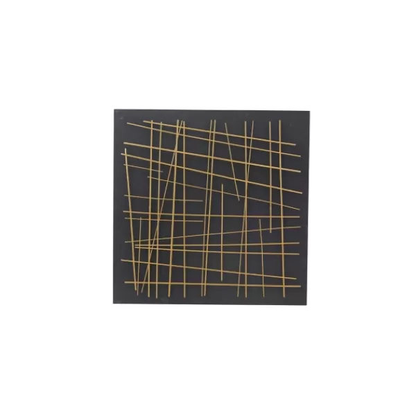 Wall Plaques-Kirkland's Home Black And Gold Metal Grid Wall Plaque Black/Gold