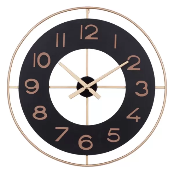 Clocks-Kirkland's Home Black And Gold Open Frame Axis Clock