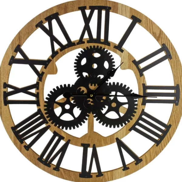 Clocks-Kirkland's Home Black And Gold Roman Numeral Wall Clock