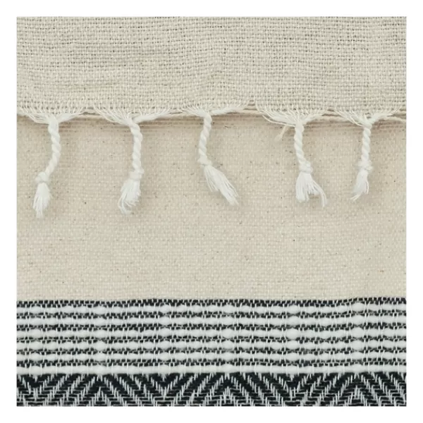 Blankets & Throws-Kirkland's Home Black And Natural Colorblock Chevron Throw Black/Tan