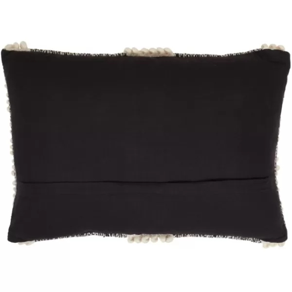 Pillows-Kirkland's Home Black And Natural Pom Pom Stripe Lumbar Pillow Black/Tan