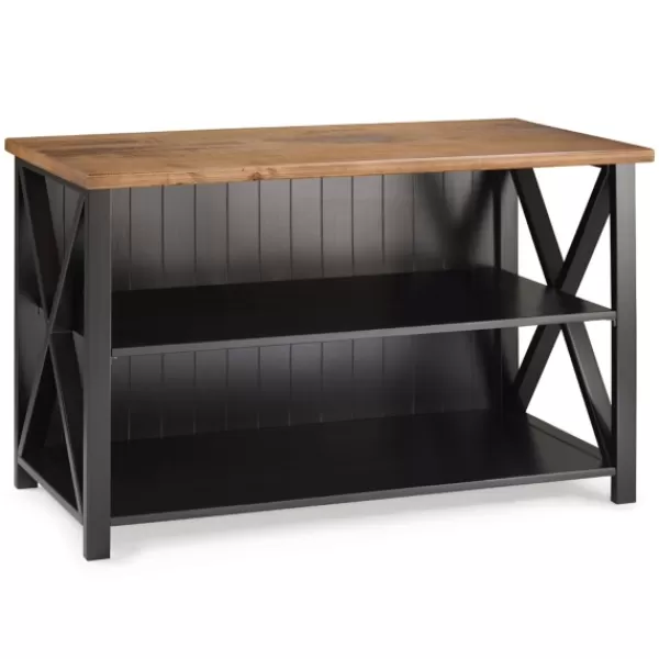 Console Tables-Kirkland's Home Black And Rustic Oak Wood Farmhouse Console Table Black/Brown