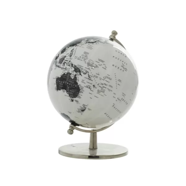 Statues & Figurines-Kirkland's Home Black And White Aluminum Globe Black/White