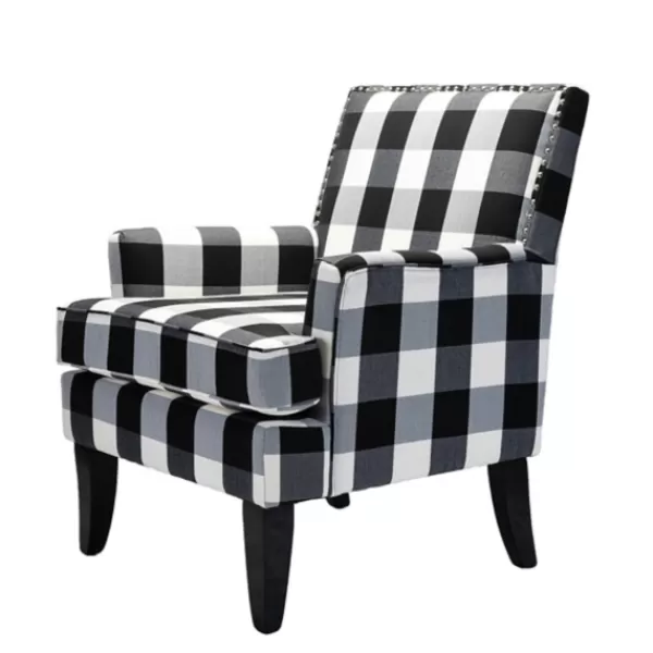 Accent Chairs-Kirkland's Home Black And White Buffalo Check Armchair Black/White