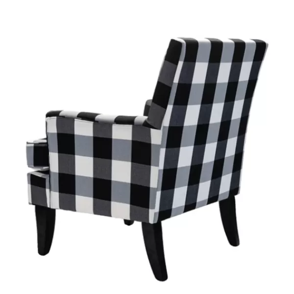 Accent Chairs-Kirkland's Home Black And White Buffalo Check Armchair Black/White