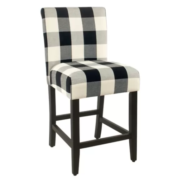 Bar Stools & Counter Height Stools-Kirkland's Home Black And White Buffalo Check Counter Stool Black/White