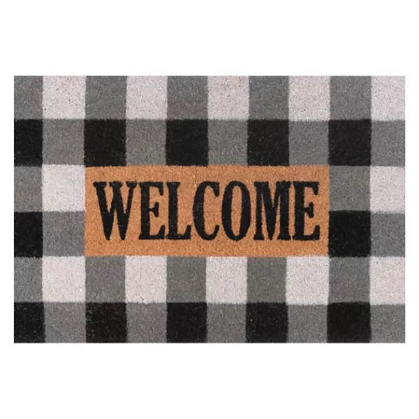 Doormats-Kirkland's Home Black And White Buffalo Check Doormat Black/White/Tan