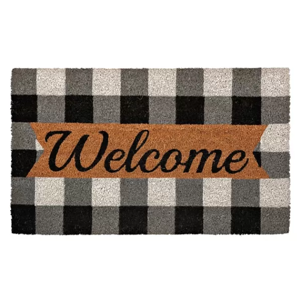 Doormats-Kirkland's Home Black And White Buffalo Check Welcome Mat Black/White