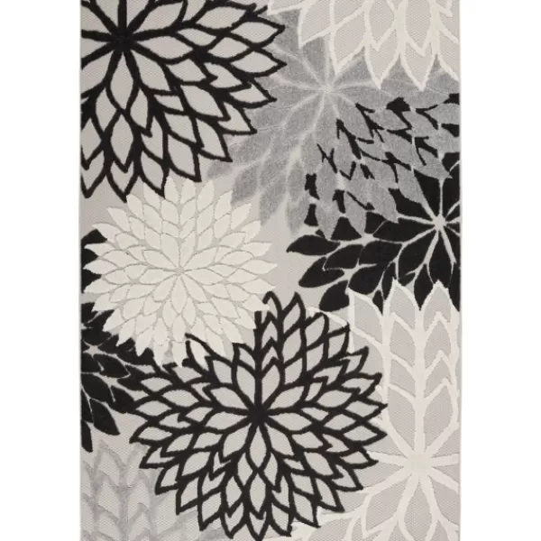 Outdoor Rugs-Kirkland's Home Black And White Floral Outdoor Area Rug, 5X7 Black/White