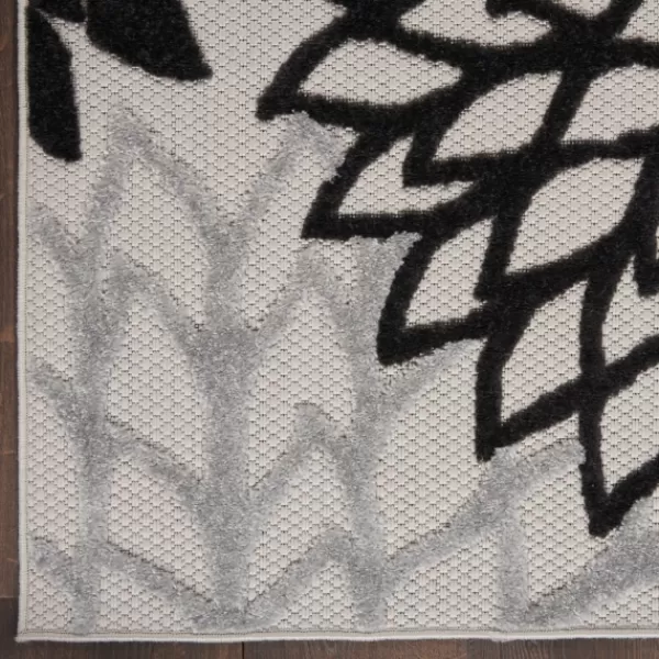 Outdoor Rugs-Kirkland's Home Black And White Floral Outdoor Area Rug, 5X7 Black/White