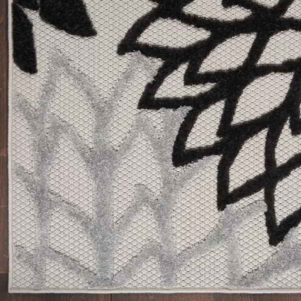Outdoor Rugs-Kirkland's Home Black And White Floral Outdoor Area Rug, 7X10 Black/White