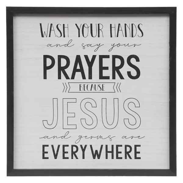 Wall Quotes & Signs-Kirkland's Home Black And White Jesus And Germs Plaque Black/White