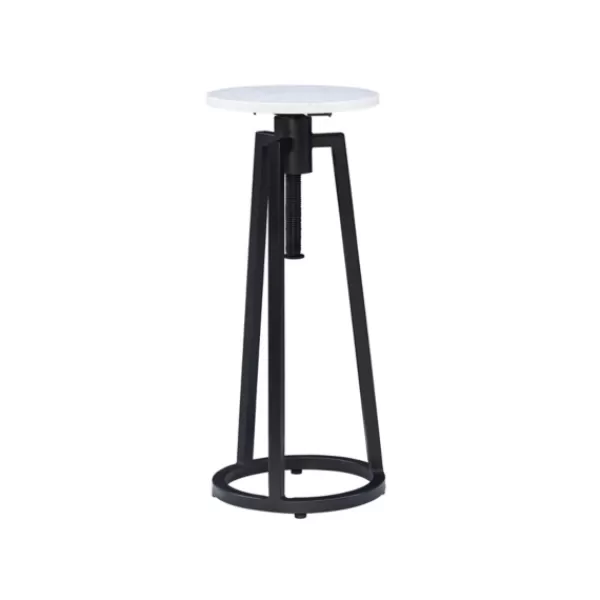 Accent & End Tables-Kirkland's Home Black And White Marble Adjustable Drink Table Black/White