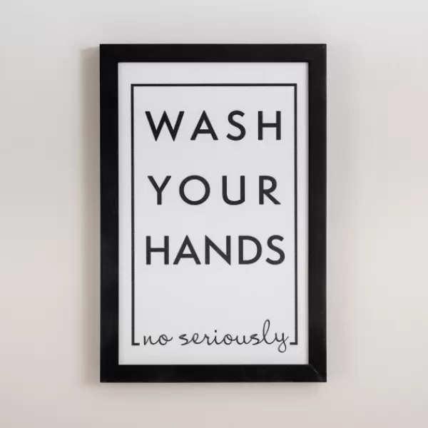 Wall Quotes & Signs-Kirkland's Home Black And White Wash Your Hands Wall Plaque Black/White