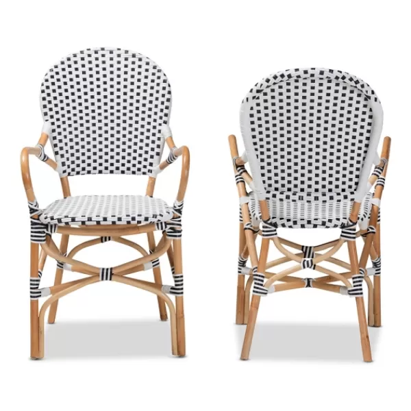 Dining Chairs-Kirkland's Home Black And White Woven Dining Chairs, Set Of 2 White/Black