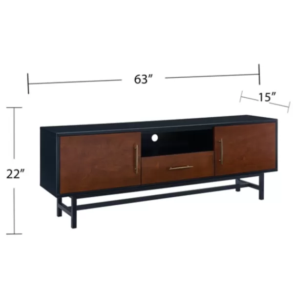 Tv Stands & Media Consoles-Kirkland's Home Black And Wood 2-Door Media Cabinet Brown