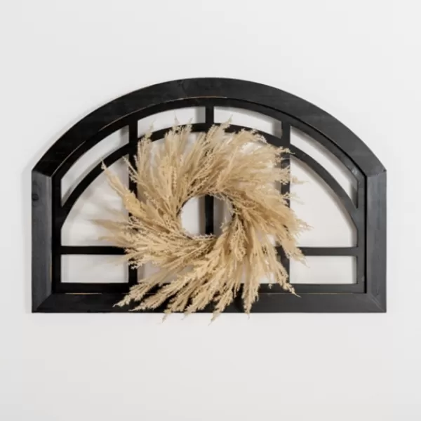 Wall Plaques-Kirkland's Home Black Arched Pane And Pampas Wall Plaque Black/Tan