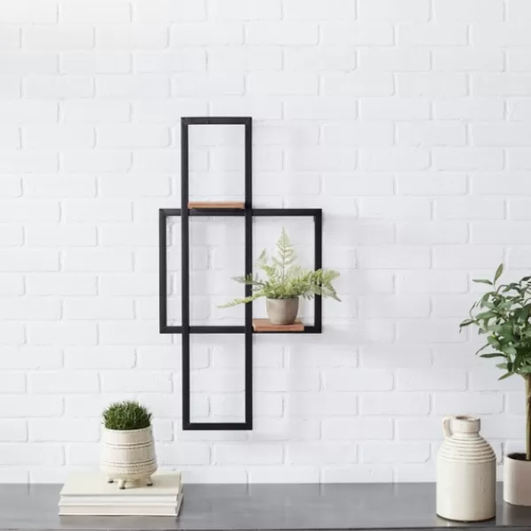 Shelves-Kirkland's Home Black Asymmetrical Geometric Wall Shelves