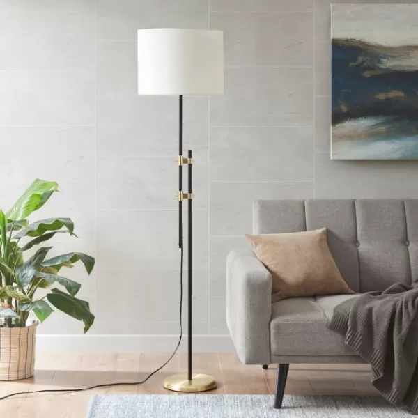 Floor Lamps-Kirkland's Home Black Asymmetrical Metal Floor Lamp White