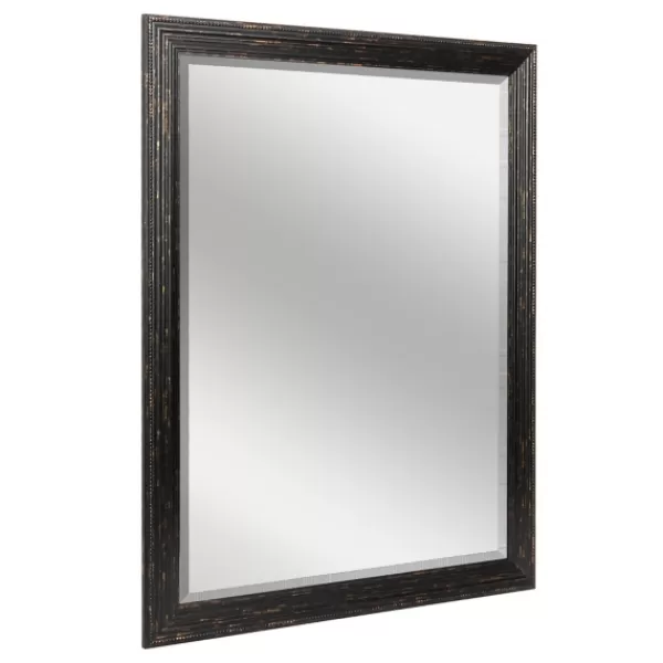 Framed Mirrors-Kirkland's Home Black Beaded Frame Beveled Vanity Wall Mirror