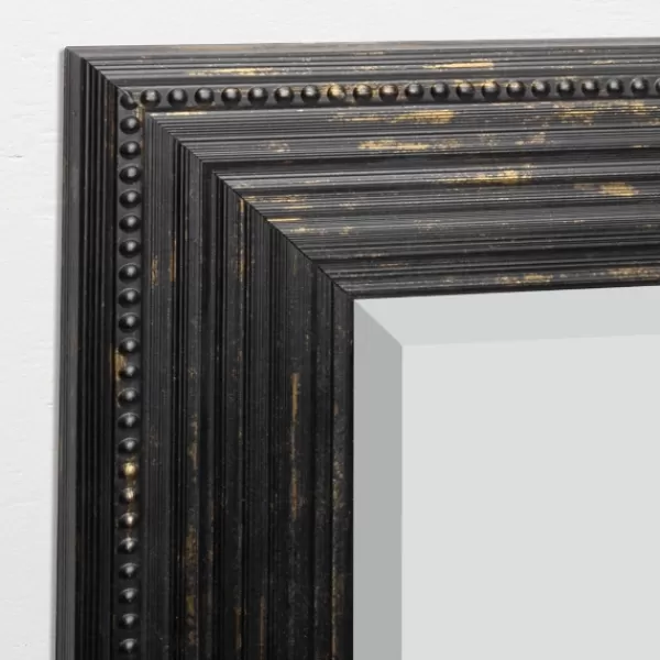 Framed Mirrors-Kirkland's Home Black Beaded Frame Beveled Wall Mirror