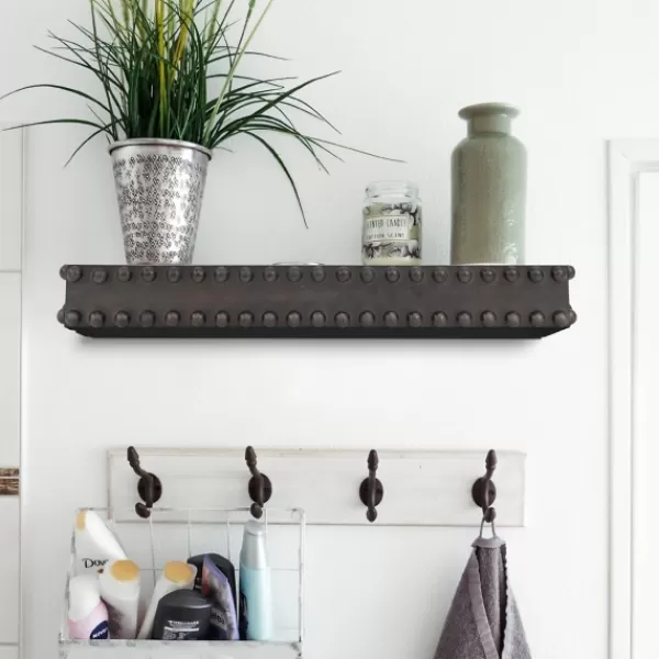 Shelves-Kirkland's Home Black Beaded Wood Small Floating Shelf