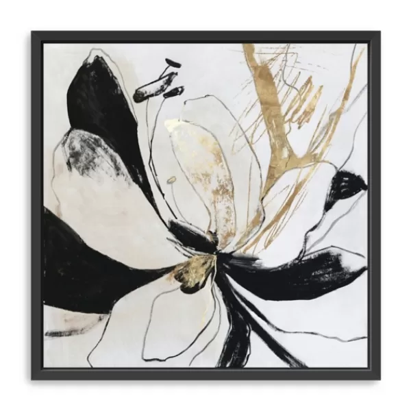 Framed Art-Kirkland's Home Black Bloom Ii Framed Canvas Art Print White/Black/Gold