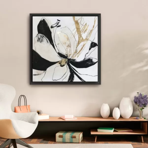 Framed Art-Kirkland's Home Black Bloom Ii Framed Canvas Art Print White/Black/Gold