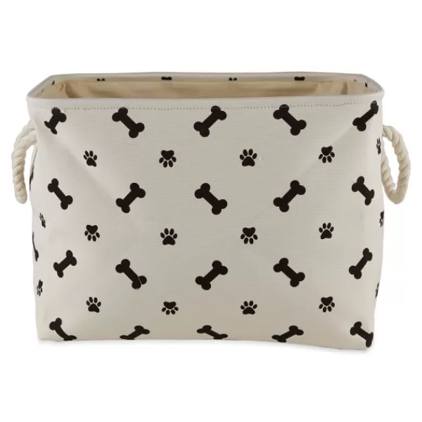 Baskets & Boxes-Kirkland's Home Black Bone And Paw Print Rectangle Pet Basket Black/White