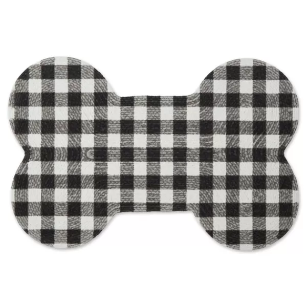 Kitchen & Floor Mats-Kirkland's Home Black Buffalo Check Bone Pet Bowl Mat Black/White