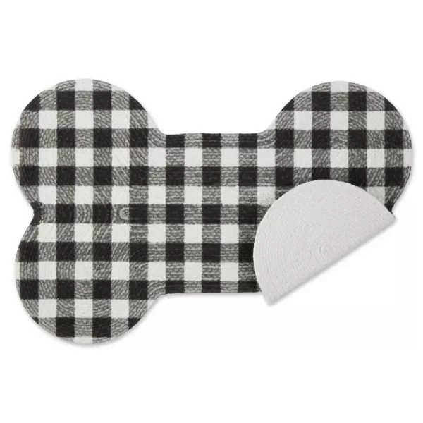 Kitchen & Floor Mats-Kirkland's Home Black Buffalo Check Bone Pet Bowl Mat Black/White