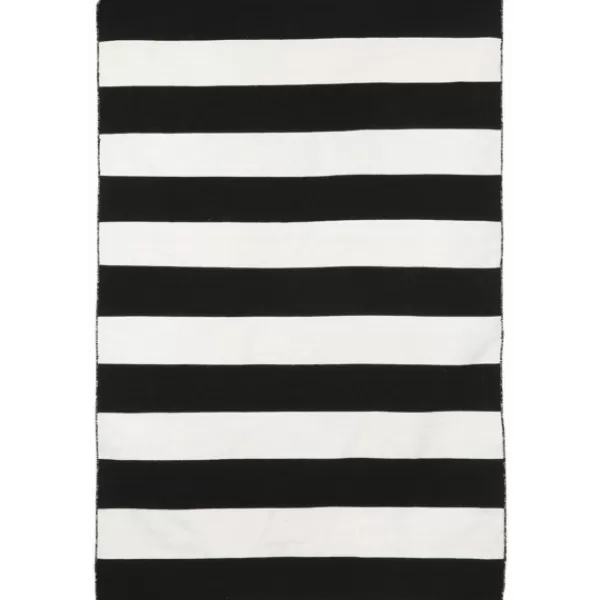 Outdoor Rugs-Kirkland's Home Black Cabana Stripe Indoor/Outdoor Area Rug, 3X5 Black/White