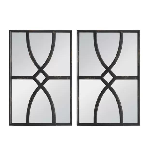 Decorative Mirrors-Kirkland's Home Black Carved Wooden Frame Wall Mirrors, Set Of 2