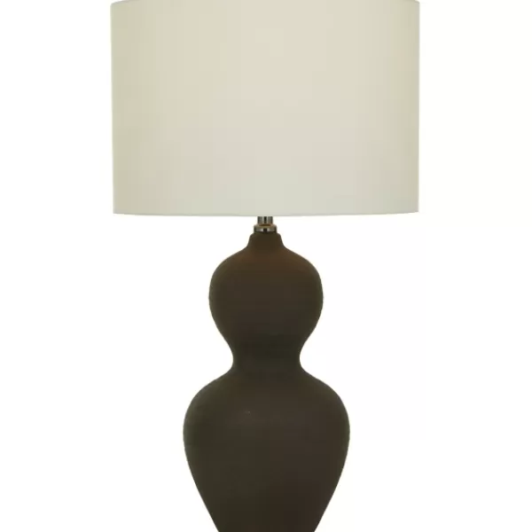 Table Lamps-Kirkland's Home Black Ceramic Hourglass Simple Large Table Lamp White