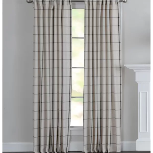 Curtains & Drapes-Kirkland's Home Black Checkered Single Curtain Panel, 84 In. Black/Tan