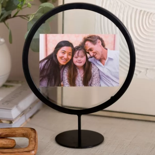 Picture Frames-Kirkland's Home Black Circular Floating Picture Frame Stand, 4X6