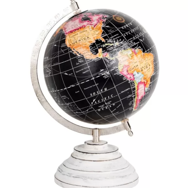 Statues & Figurines-Kirkland's Home Black Colorful Globe With Wood Base Black/Multi