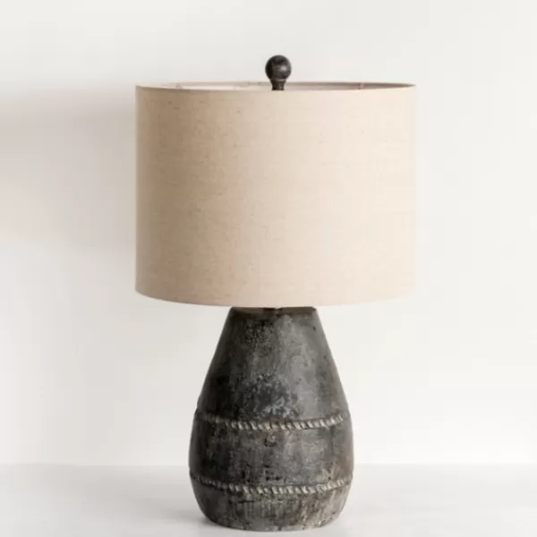 Table Lamps-Kirkland's Home Black Concrete Porter Table Lamp Ivory