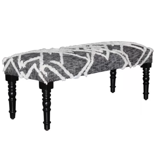 Benches & Ottomans-Kirkland's Home Black Diamond Tufted Modern Bench Gray/White